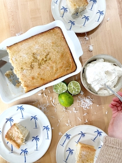 Coconut Cake w/ Coconut Lime Glaze and Coconut Whipped Cream